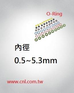 O環尺寸表<br> 內徑0.5 ~ 5.3mm