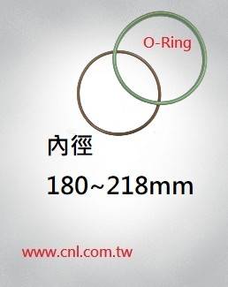 O環尺寸表<br> 內徑180 ~ 218mm