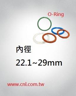 O環尺寸表<br> 內徑22.1 ~ 29mm