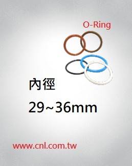 O環尺寸表<br> 內徑29 ~ 36mm