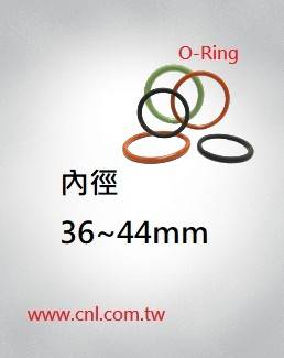 O環尺寸表<br> 內徑36 ~ 44mm